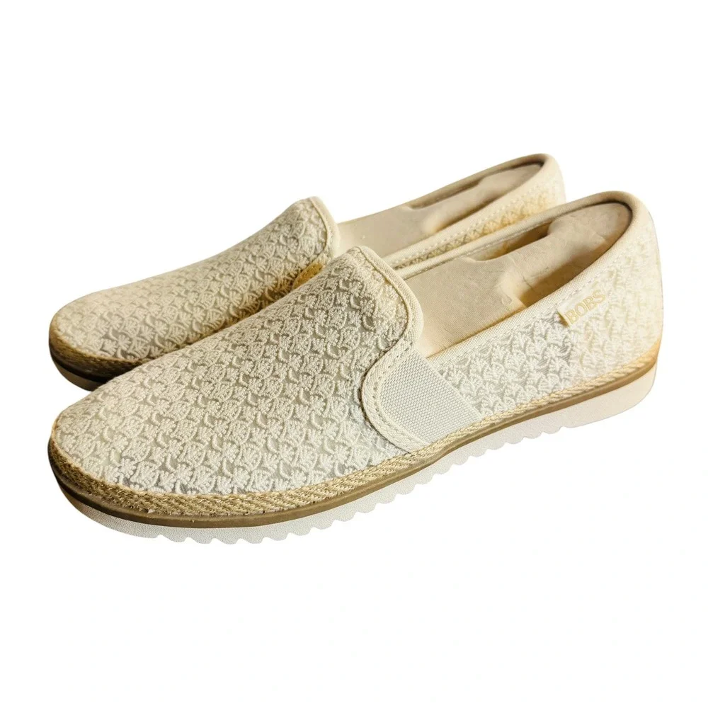 BOBS Skechers Flexpadrille Too Ritz Crochet Lace Espadrille Loafers Natural 8.5